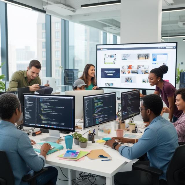 Web development team at work